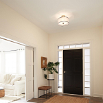 Потолочный светильник с двойным цилиндрическим плафоном из белого стекла и прозрачной органзы Kichler варинант исполнения - 11 | Loft Concept в Волгограде