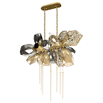 Люстра подвесная с 18-ю стеклянными плафонами с вертикальными подвесками Gilded Mirage  варинант исполнения - 5 | Loft Concept в Волгограде