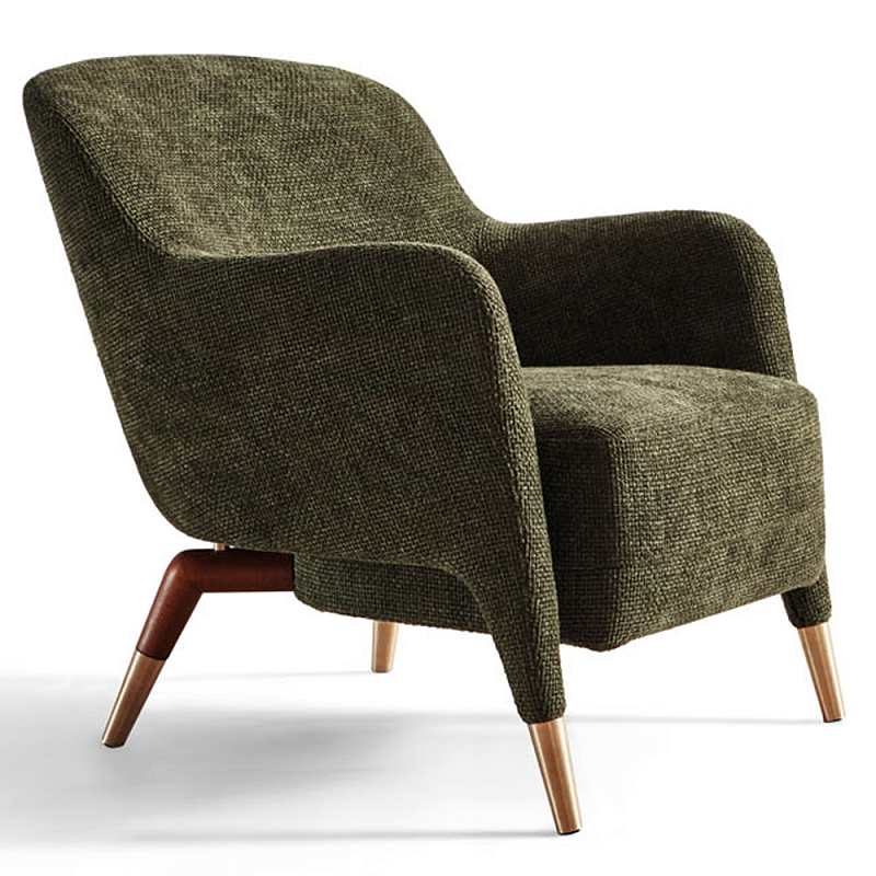 Дизайнерское кресло Gio Ponti D.151.4 Armchair Зеленый Коричневый Латунь Дизайнерское кресло Gio Ponti D.151.4 Armchair Зеленый Коричневый Латунь в Волгограде | Loft Concept