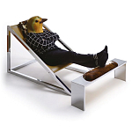 Дизайнерское кресло на металлическом каркасе с подставкой для ног Poltronova Mies Armchair варинант исполнения - 2 | Loft Concept в Волгограде