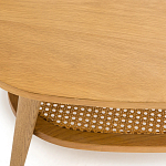 Журнальный стол из массива дуба и декором из плетеного ротанга Reyer Rattan Coffee Table варинант исполнения - 3 | Loft Concept в Волгограде