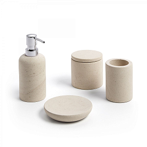 Набор аксессуаров для ванной из бежевого мрамора 4 предмета