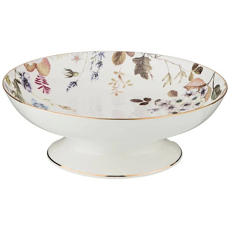 Ваза фарфоровая белая на ножке с рисунком цветов Garden Whisper Porcelain Set Белый Мульти Ваза фарфоровая белая на ножке с рисунком цветов Garden Whisper Porcelain Set Белый Мульти в Волгограде | Loft Concept