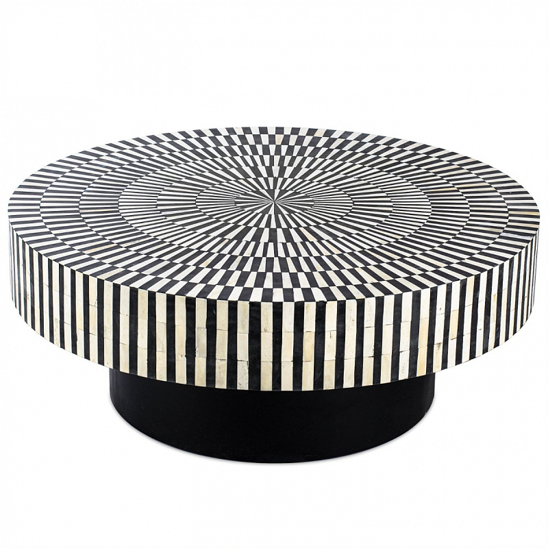 Журнальный стол Round Indian Bone Inlay coffee table Черно-белый Журнальный стол Round Indian Bone Inlay coffee table Черно-белый в Волгограде | Loft Concept
