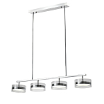 Люстра светодиодная с 4-мя круглыми прозрачными плафонами цилиндрической формы из акрила и стекла с пультом для регулировки света Glass Lamp Chromium варинант исполнения - 1 | Loft Concept в Волгограде
