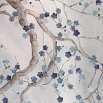 Обои ручная роспись Plum Blossom Inky Hokusai on Sterling Silver gilded silk варинант исполнения - 1 | Loft Concept в Волгограде