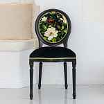 Стул чёрный из натурального бука с изображением птица в саду Blooming Red Birds варинант исполнения - 3 | Loft Concept в Волгограде