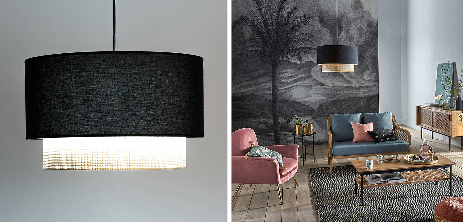 Подвесной светильник Ottar Wicker Black lampshade Подвесной светильник Ottar Wicker Black lampshade - Loft-Concept в Волгограде