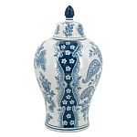 Ваза с крышкой и голубым цветочным рисунком 37 см Blue & White Ornament варинант исполнения - 2 | Loft Concept в Волгограде