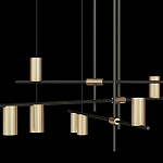 Люстра с 9-ю цилиндрическими плафонами цвета латунь TRIBES CHANDELIER варинант исполнения - 3 | Loft Concept в Волгограде