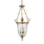 Подвесной светильник латунный с рифленым прозрачным плафоном и тремя свечеподобными лампами в классическом стиле Hinkley варинант исполнения - 1 | Loft Concept в Волгограде