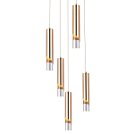 Подвесной светильник Metal Acrylic Tube Five Gold Hanging Lamp варинант исполнения - 1 | Loft Concept в Волгограде
