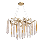 Люстра подвесная золотого цвета с разветвленными ветвями и прозрачными стеклянными подвесками Droplet Chandelier варинант исполнения - 2 | Loft Concept в Волгограде