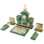 Настольный письменный набор из малахита и долерита с декором в виде герба России Leader Organizer варинант исполнения - 2 | Loft Concept в Волгограде