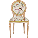 Стул из массива бука бежевый с изображением птиц и цветов Beige Green Chinoiserie Peach Garden Chair варинант исполнения - 1 | Loft Concept в Волгограде