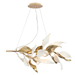 Люстра подвесная с декоративными белыми и золотыми листьями на текстурном основании Wintery flovers варинант исполнения - 2 | Loft Concept в Волгограде