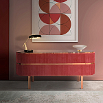 Дизайнерский комод овальный с розовой бархатной обивкой Edith варинант исполнения - 2 | Loft Concept в Волгограде