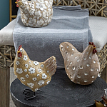 Статуэтка курица с белым цветочным узором и металлическими ножками Rustic Chicken варинант исполнения - 4 | Loft Concept в Волгограде