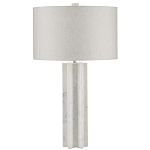 Настольная лампа мраморная с тканевым цилиндрическим абажуром Sharpened варинант исполнения - 4 | Loft Concept в Волгограде