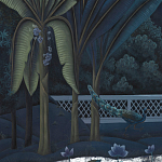 Обои ручная роспись Phuljhari Original colourway on Empire Blue dyed silk варинант исполнения - 3 | Loft Concept в Волгограде