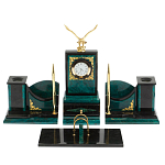 Настольный письменный набор из змеевика тёмно-зелёного цвета с декором в виде орла Successful Leader варинант исполнения - 1 | Loft Concept в Волгограде