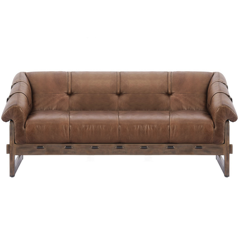 Трехместный диван Duncan винтажная коричневая кожа Коричневый винтаж в Волгограде | Loft Concept 