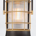 Настенный фонарь цилиндрической формы с рифленым стеклом в золотом каркасе на черном прямоугольном основании Eurofase варинант исполнения - 15 | Loft Concept в Волгограде