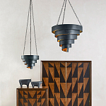 Подвесной светильник в форме спирали черный с золотой внутренней отделкой Warm Glow варинант исполнения - 3 | Loft Concept в Волгограде