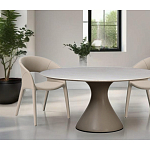 Стол обеденный круглый мраморный на бежевом основании Valedmir варинант исполнения - 6 | Loft Concept в Волгограде