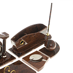 Настольный письменный набор с часами из природного камня обсидиана Competent Leader варинант исполнения - 5 | Loft Concept в Волгограде