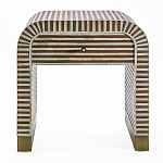 Тумбочка прикроватная с ящиком Tofino Stripes Bone Inlay Bedside Beige варинант исполнения - 1 | Loft Concept в Волгограде