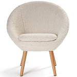 Кресло на деревянных ножках с обивкой из ткани букле Aldo Boucle Armchair варинант исполнения - 2 | Loft Concept в Волгограде