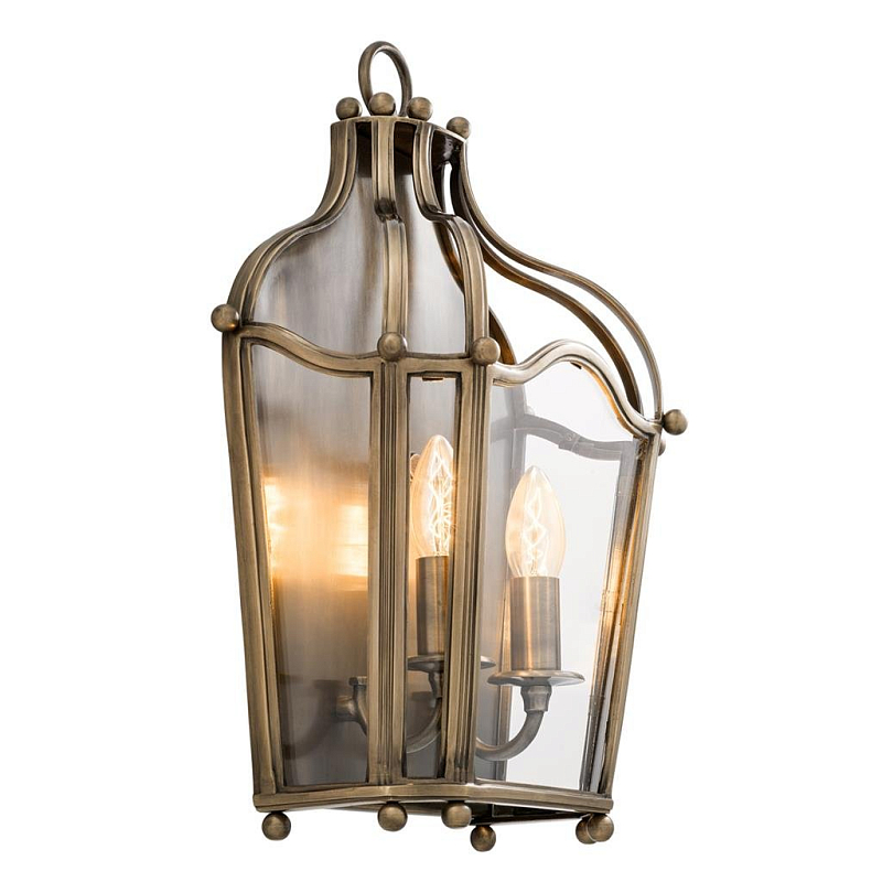 Бра Wall Lamp Elysee Antique Brass Латунь Античная полированная Прозрачное Стекло в Волгограде | Loft Concept 