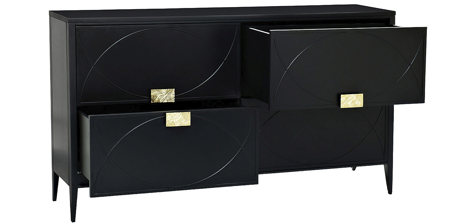Комод с 4-мя ящиками Amelie Black Chest of Drawers Черный Комод с 4-мя ящиками Amelie Black Chest of Drawers Черный - Loft-Concept в Волгограде