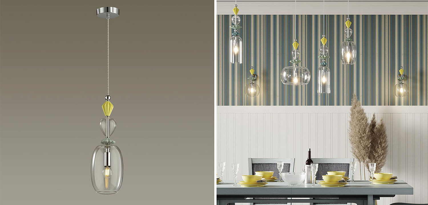 Подвесной светильник Iris Glas hanging lamp candy B chrome Подвесной светильник Iris Glas hanging lamp candy B chrome - Loft-Concept в Волгограде