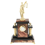 Часы настольные бронзовые из натурального камня Яшма с декором в виде Фемиды Themis Stone Clock варинант исполнения - 1 | Loft Concept в Волгограде