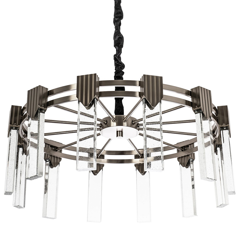Люстра с прямоугольными хрустальными плафонами Glass Rectangles Chrome Chandelier 60 Хром Прозрачное Стекло Черный Люстра с прямоугольными хрустальными плафонами Glass Rectangles Chrome Chandelier 60 Хром Прозрачное Стекло Черный в Волгограде | Loft Concept