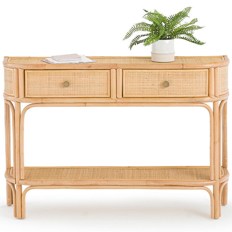 Консоль из плетеного ротанга с ящиками Armelle Rattan Console Древесина Латунь Консоль из плетеного ротанга с ящиками Armelle Rattan Console Древесина Латунь в Волгограде | Loft Concept