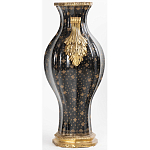 Ваза черного цвета из фарфора с золотистым узором и бронзовыми ручками Высота 39.5 см Eden Garden porcelain and bronze варинант исполнения - 2 | Loft Concept в Волгограде