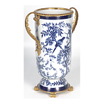 Ваза с бронзовыми ручками и синим цветочным узором Blue & White Ornament варинант исполнения - 2 | Loft Concept в Волгограде