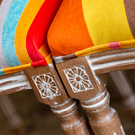 Стул бежевый в разноцветную полоску из натурального бука с изображением птиц и цветов Blooming Yellow Birds Colorful Stripes Chair варинант исполнения - 7 | Loft Concept в Волгограде