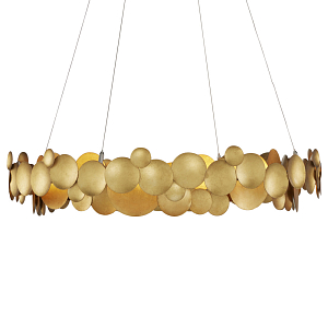 Люстра круглая из многослойных золотых дисков Metal Disc Chandelier