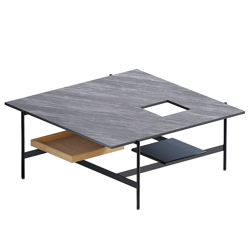 Karat журнальный столик цвета серый камень с съемным подносом Серый Черный в Волгограде | Loft Concept 