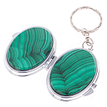 Зеркало брелок карманное двухстороннее из натурального камня Малахит Stone Mirrors варинант исполнения - 2 | Loft Concept в Волгограде