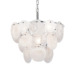 Люстра из белых стеклянных дисков на серебрянном каркасе White Glowing Reflectors варинант исполнения - 1 | Loft Concept в Волгограде