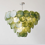 Люстра из зеленых стеклянных дисков с перламутровым эффектом Green Glowing Glaze варинант исполнения - 2 | Loft Concept в Волгограде