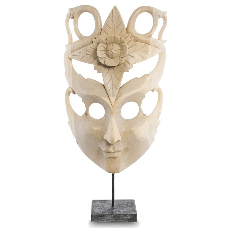 Маска ручной работы деревянная с резьбой Mask of Happiness Бежевый Маска ручной работы деревянная с резьбой Mask of Happiness Бежевый в Волгограде | Loft Concept