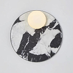 Бра круглое с каменным черно-белым основанием и плафоном из стекла Shaw Marble Lighting варинант исполнения - 1 | Loft Concept в Волгограде