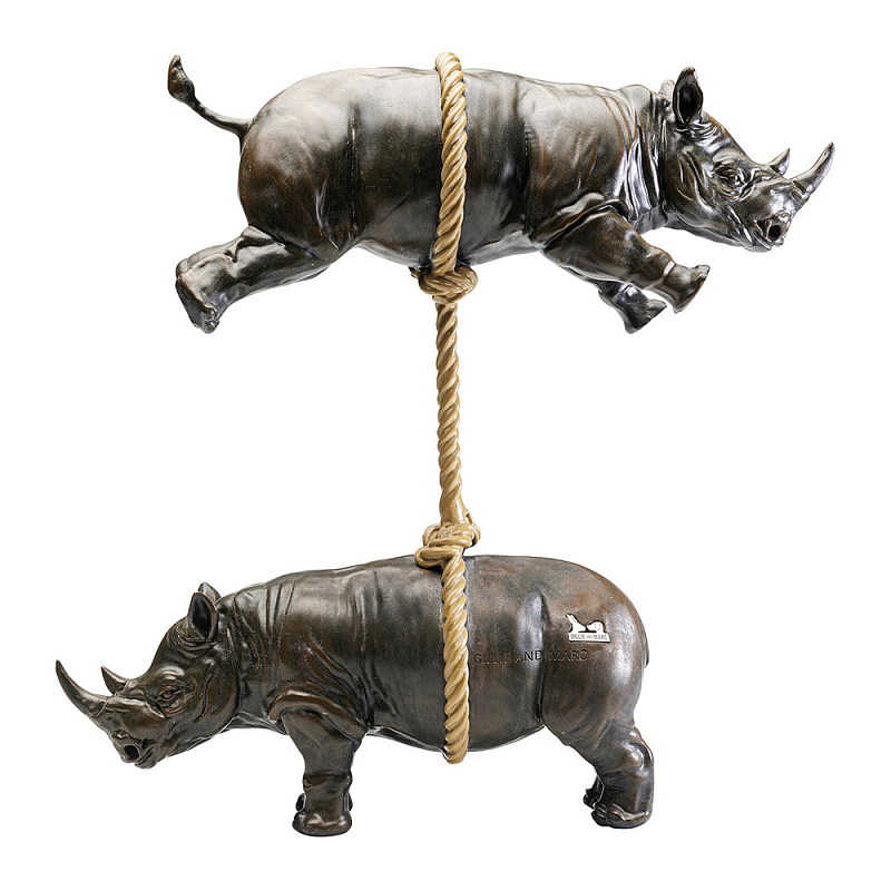 Декоративная статуя из стали Duo Rhinos Коричневый Песочный в Волгограде | Loft Concept 