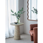 Столик приставной с круглой столешницей Textured Cream Table варинант исполнения - 7 | Loft Concept в Волгограде